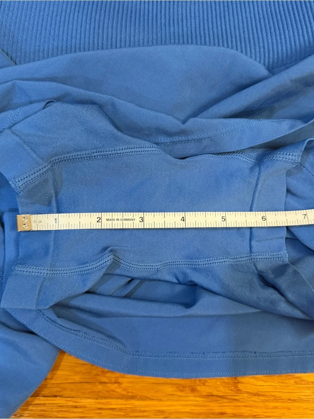 JoyLab High Rise Ribbed Waistband Double Layer Flowy Shorts in Blue - Size Small